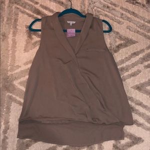 Makes zebra brown crossover tank top